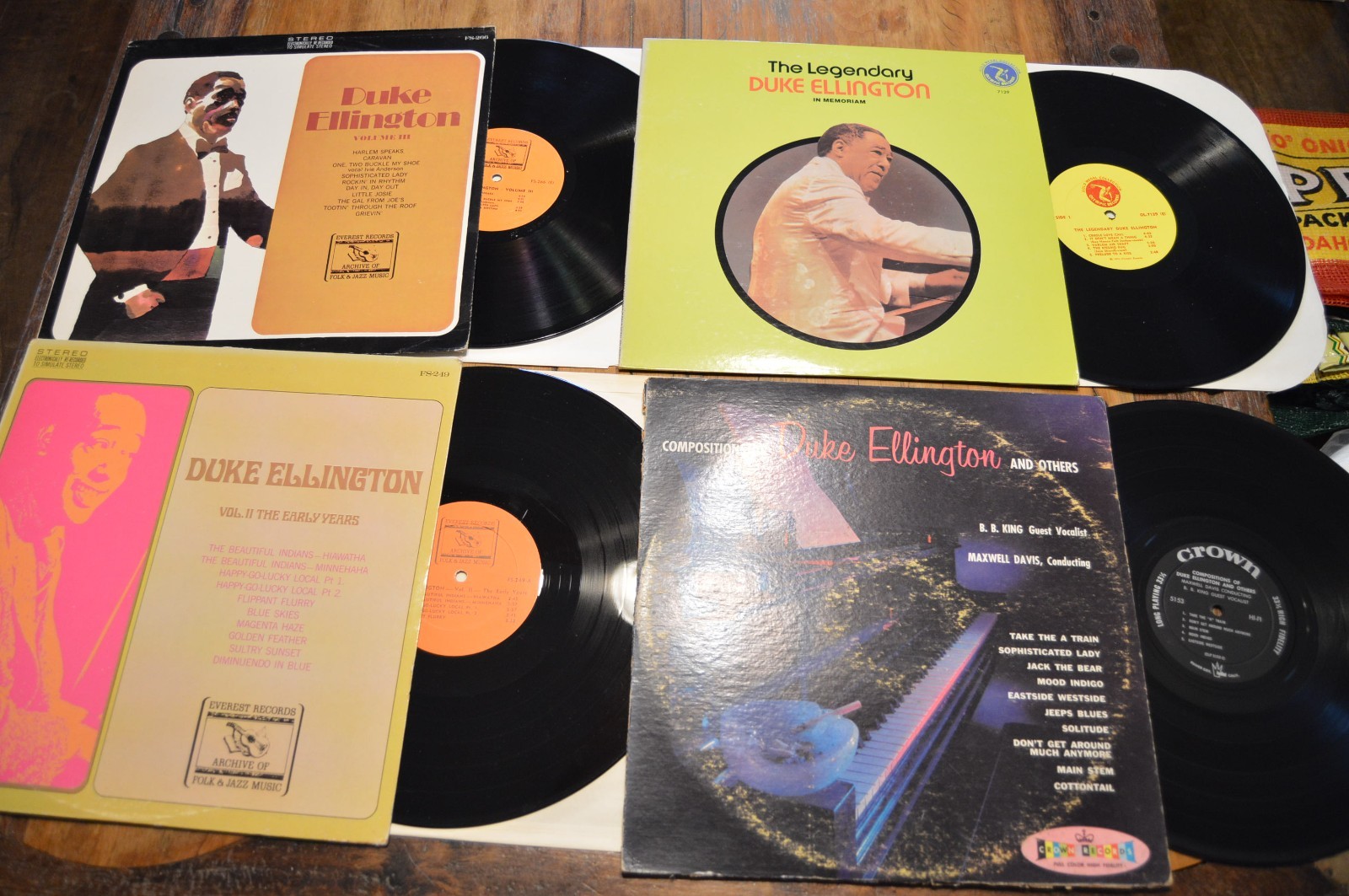 Lot of 4 Duke Ellington Vtg Record Albums Vinyl,Everest,Crown Records,Memoriam