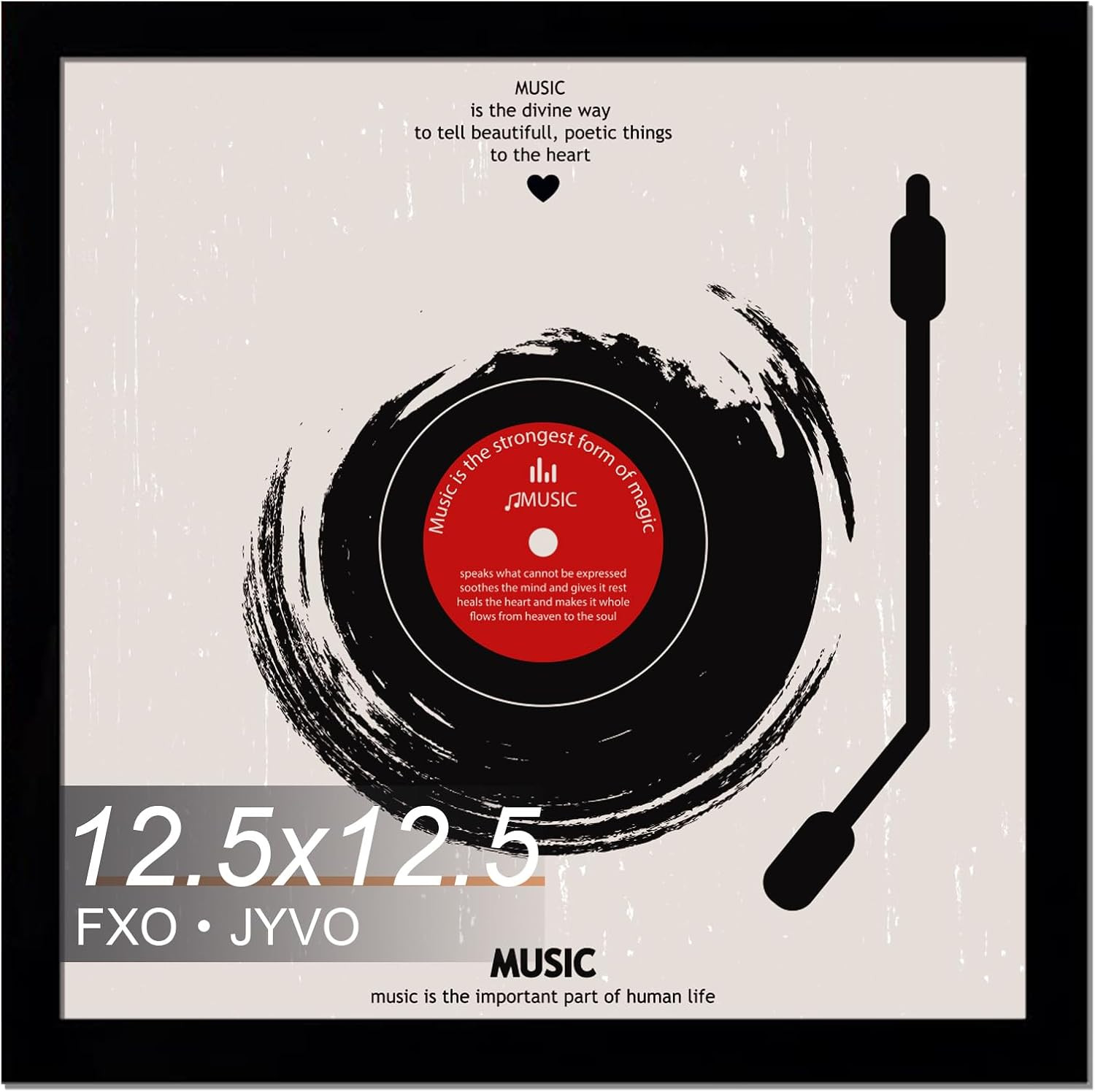 Vinyl Record Frame Display for 12 Inch LP with 12.5X12.5 Album Cover | Black