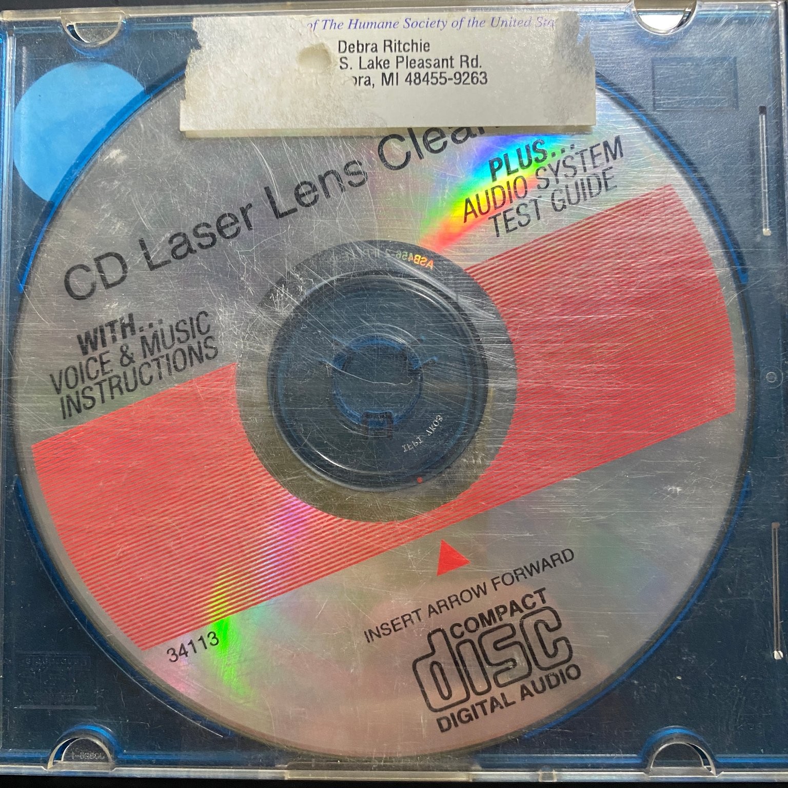CD Laser Lens Cleaner Disc w/ Voice & Music Instructions Audio System Test Guide