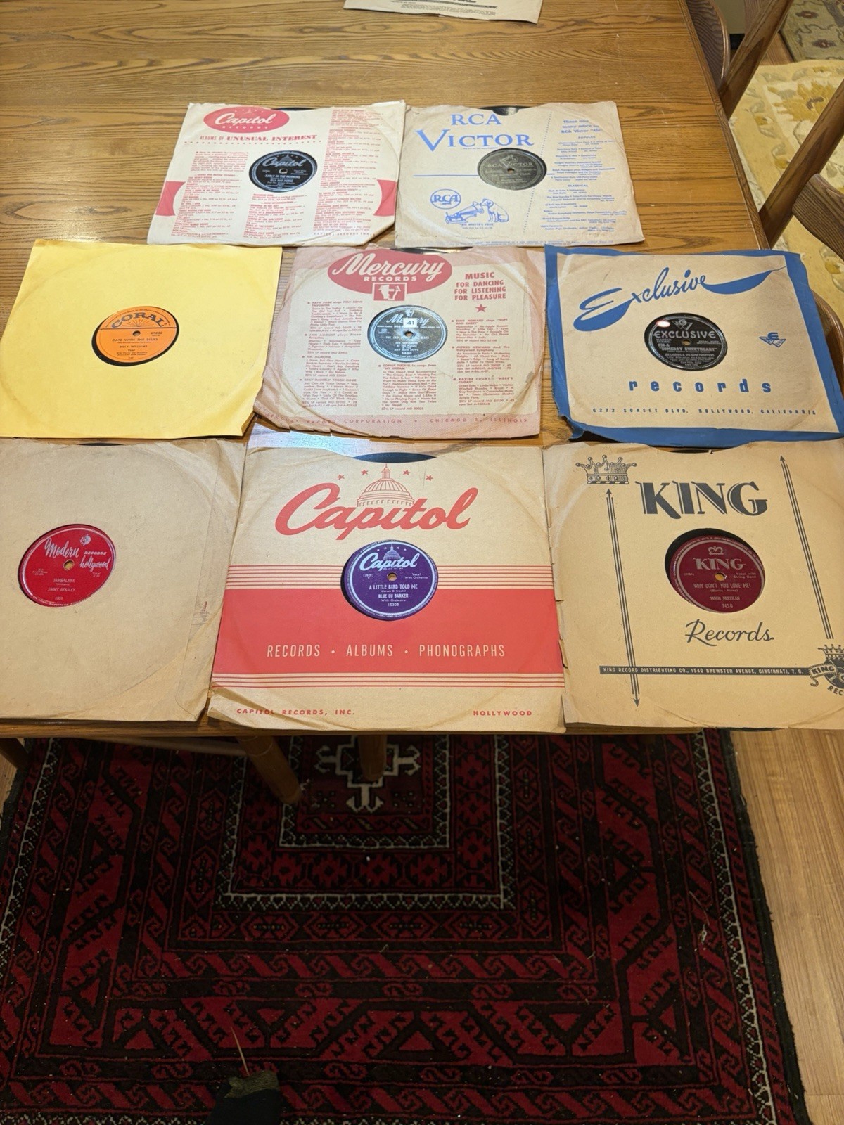 VINTAGE 78 RPM RECORDS, blues jazz, pop, country, w/sleeves, Lot of 10