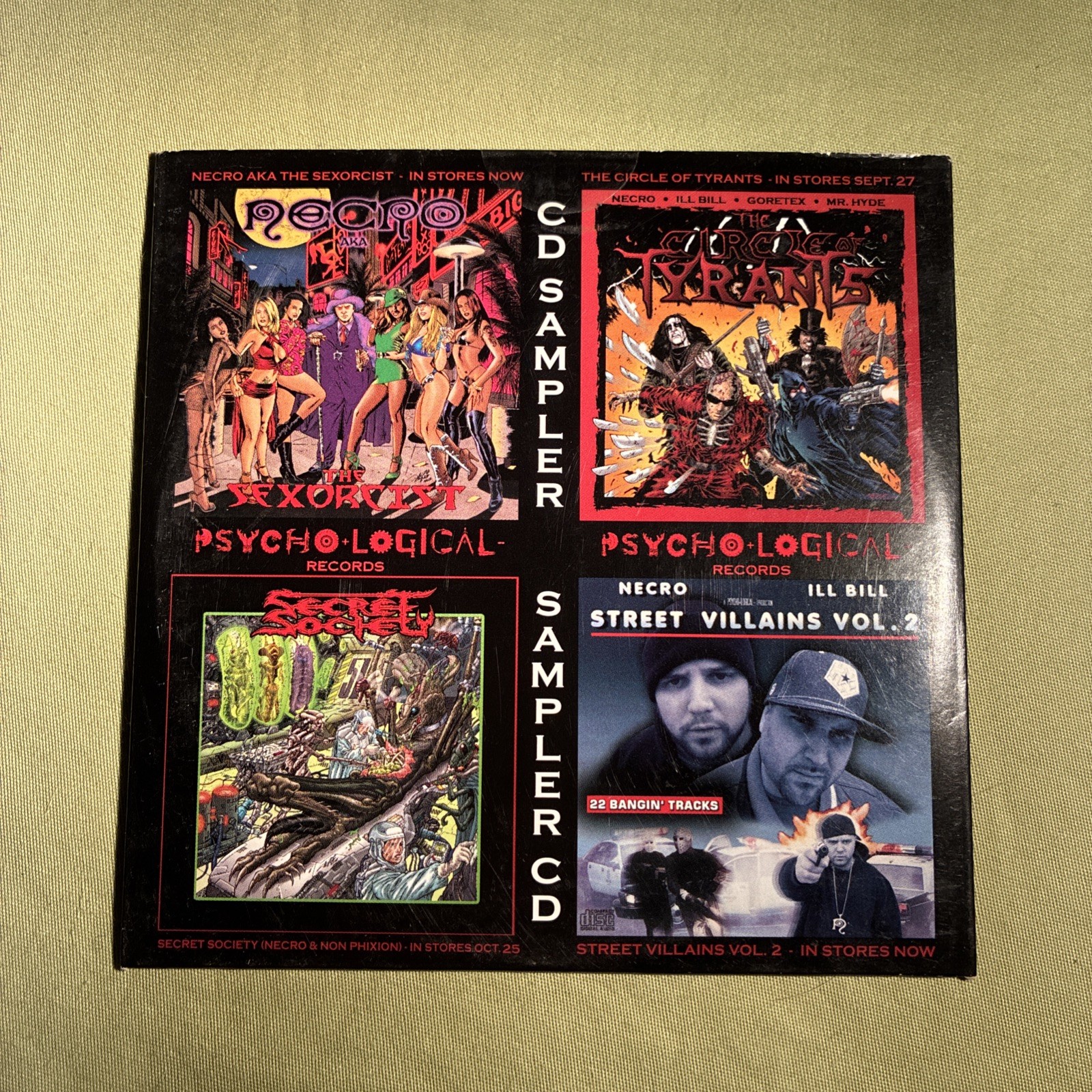 Psycho-logical Sampler 2005 NECRO ILL BILL MR HYDE  46 Track Death Rap CD Rare