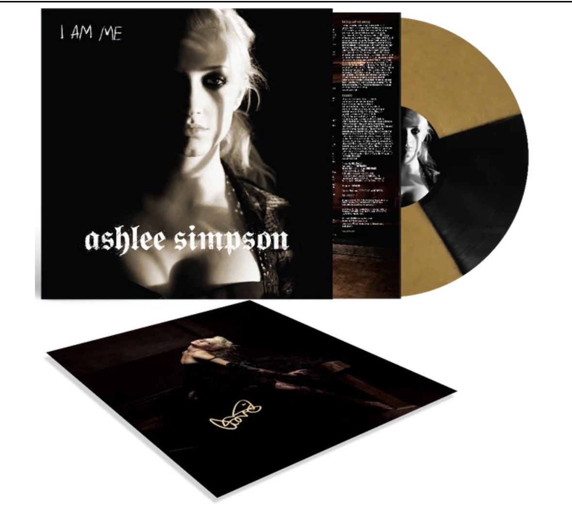 ASHLEE SIMPSON I AM ME SIGNED   GOLD AND BLACK SPLIT VINYL preorder 