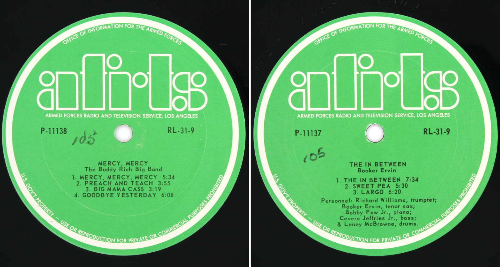 1969 AFRTS Booker Ervin In Between Buddy Rich Mercy Armed Forces Transcription