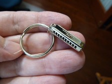 (M329-D) 10-hole SILVER HARMONICA KEY CHAIN ring jewelry HOHNER Meisterklasse picture