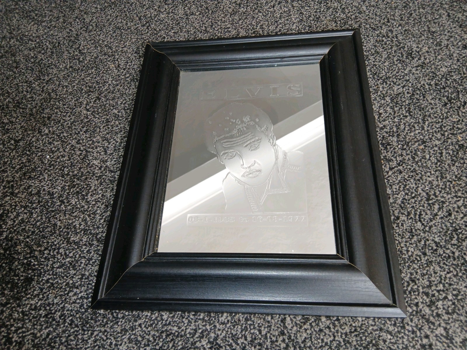Vintage embossed Elvis Presley framed  Mirror 45x35cm - black wood 