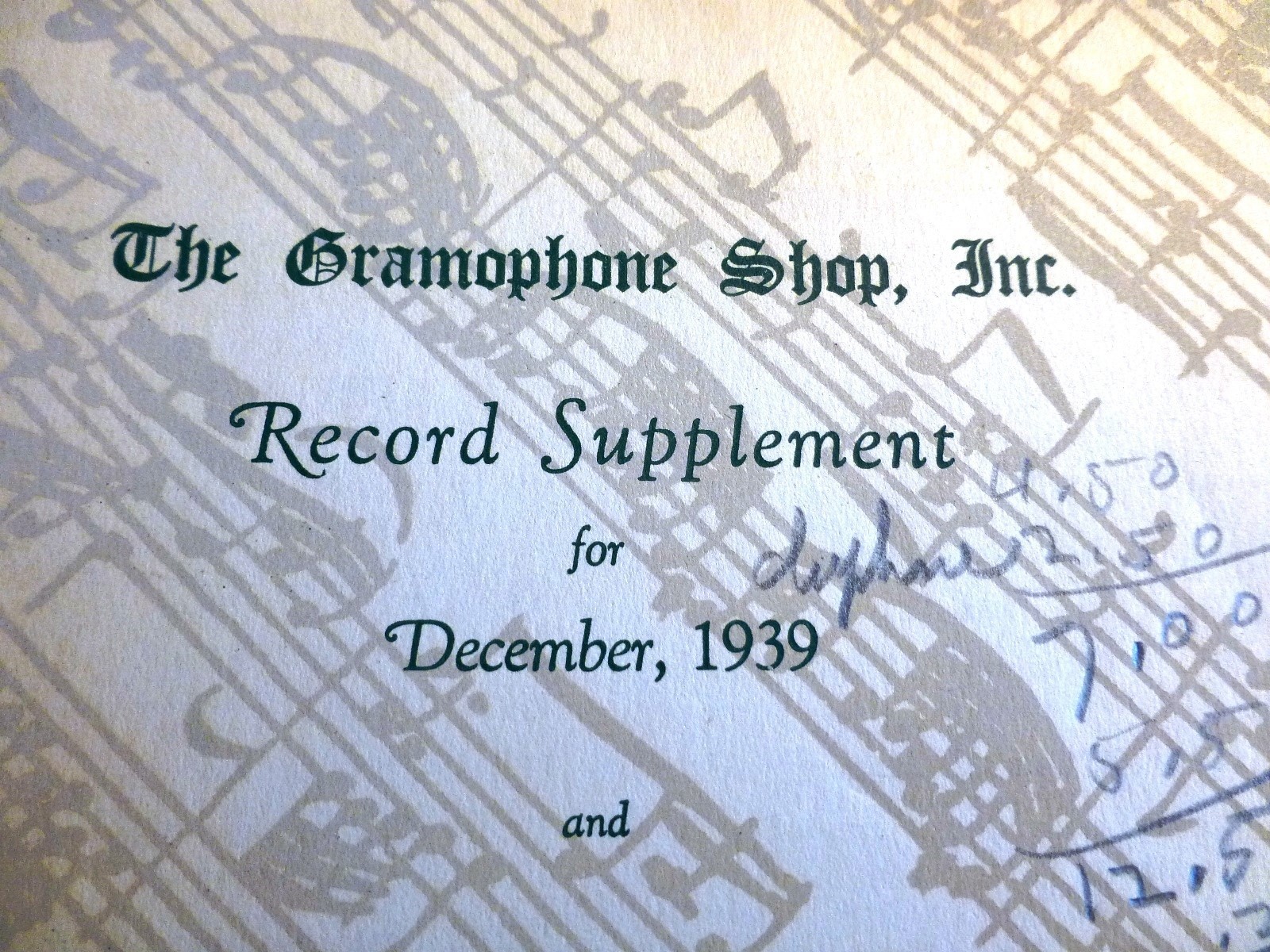 1939 GRAMOPHONE SHOP CATALOG 2x Record Supplement CHRISTMAS ISSUE DECEMBER & NOV