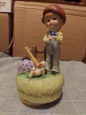 Vintage Musical Figurine- Boy with Puppy  picture