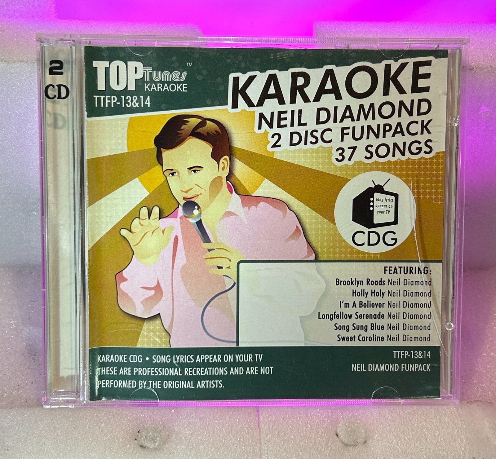 Karaoke Neil Diamond Funpack (2 CD + G, 2001, Top Tunes) W/ Case, Tested *RARE*
