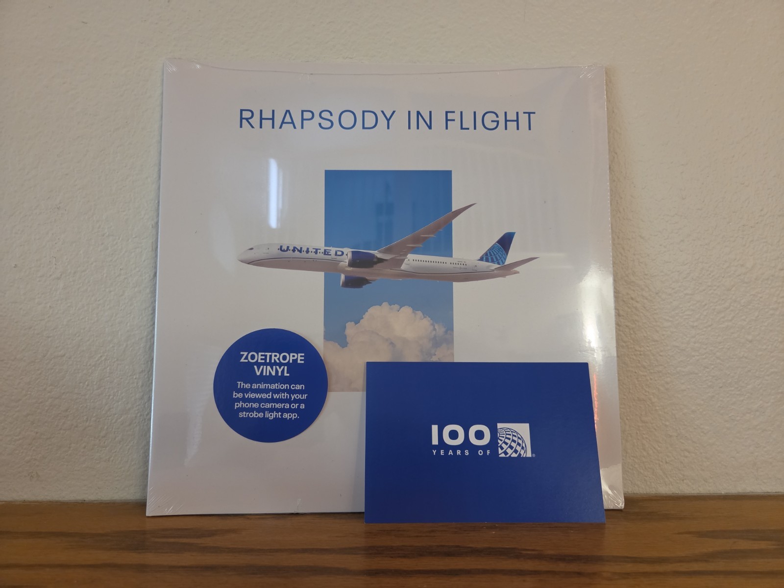UNITED AIRLINES Rhapsody In Flight Air Zoetrope Blue Vinyl LP Record IN-HAND 🆕✅