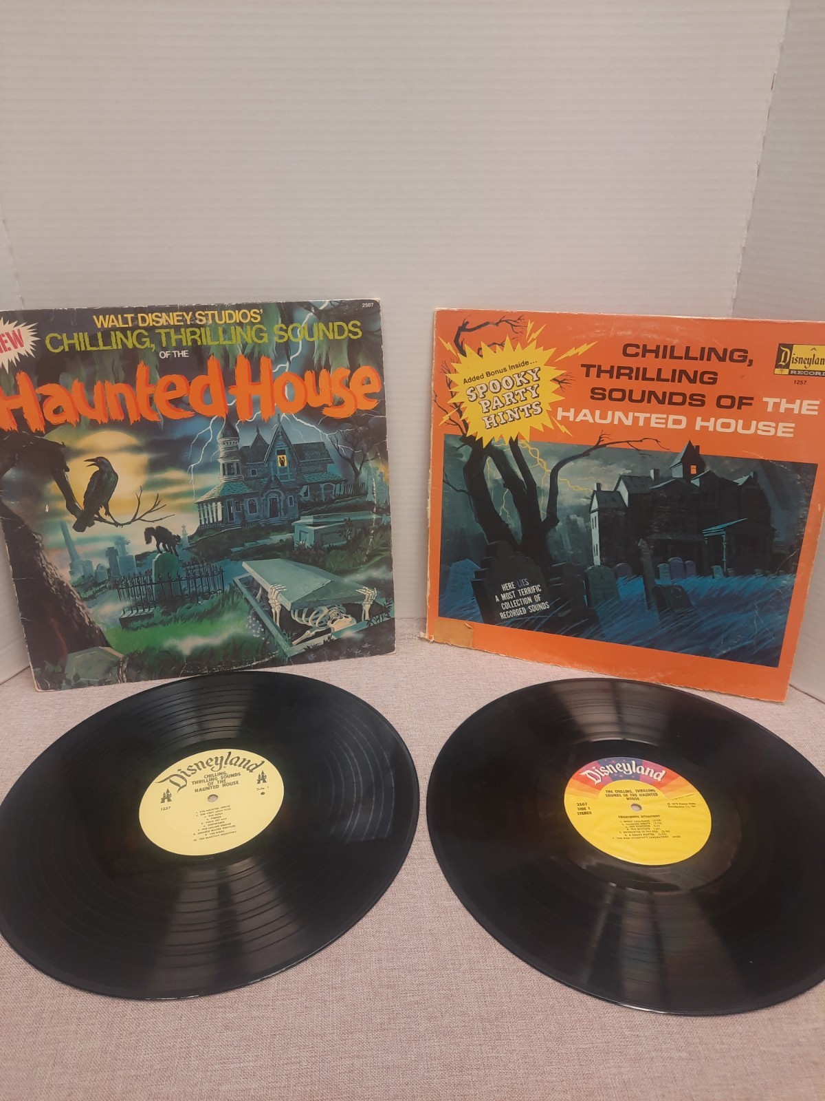 Walt Disney Chilling, Thrilling Sounds Of The Haunted House LP Record Lot Of 2