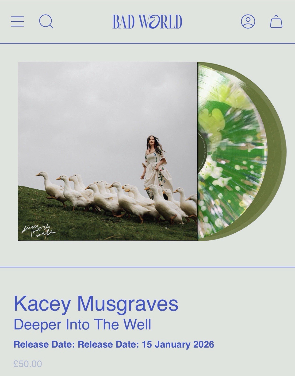 KACEY MUSGRAVES DEEPER INTO THE WELL BAD WORLD GREEN LIQUID VINYL