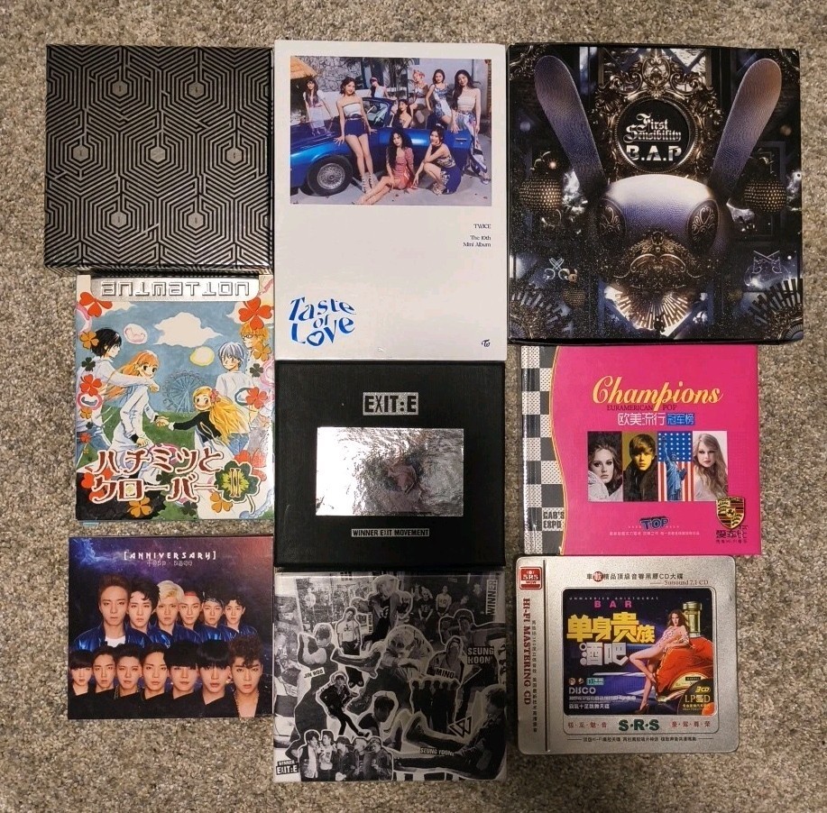 Lot Of 9 Assorted Kpop Albums Complete W Inserts/ Stickers. Auto