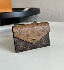 Louis Monogram Reverse Victorine Wallet Compact Trifold Wallet Brown New picture