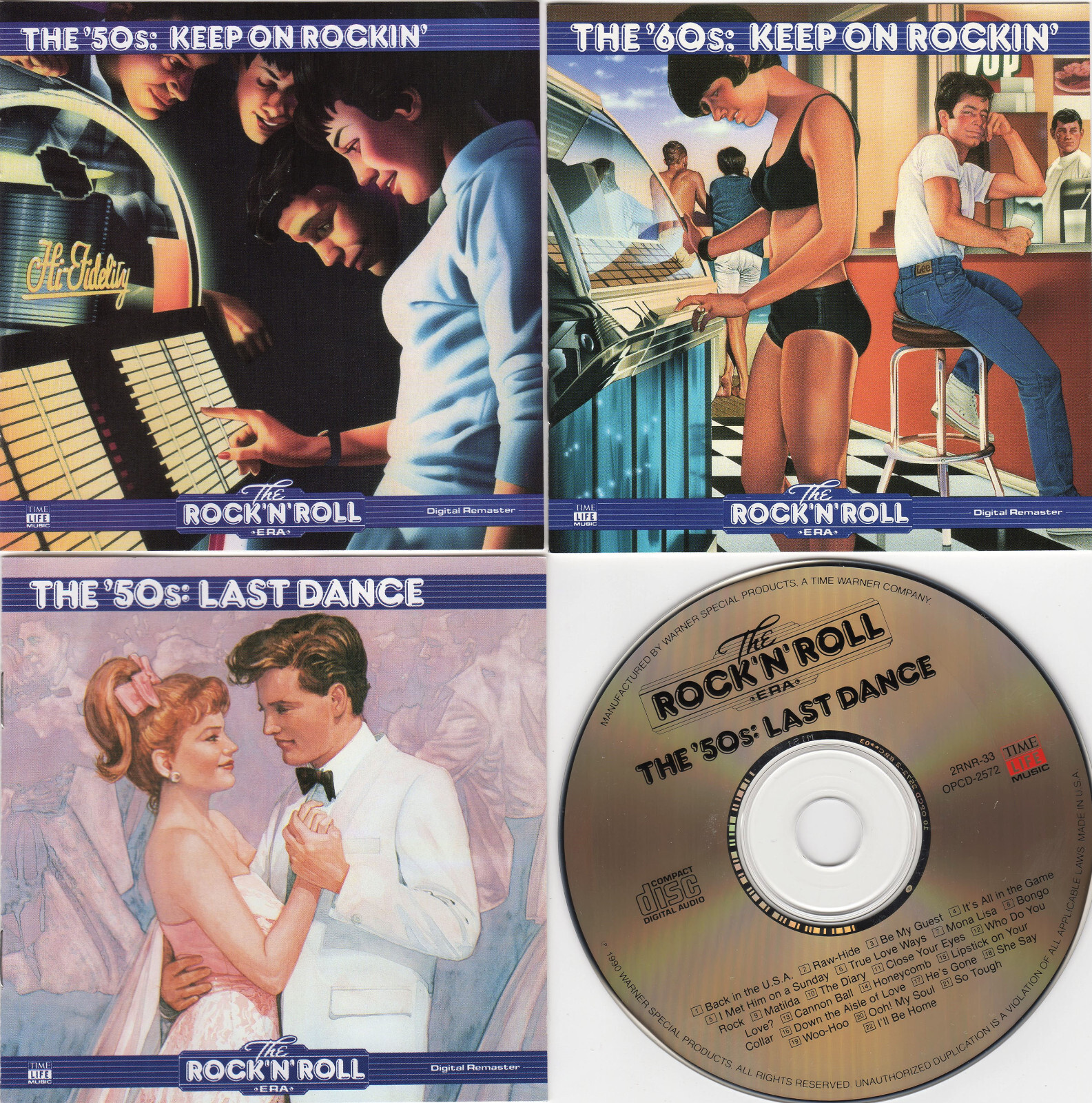 TIME LIFE ROCK N ROLL ERA THE 50S + 60S KEEP ON ROCKIN + LAST DANCE CD LOT OF 3