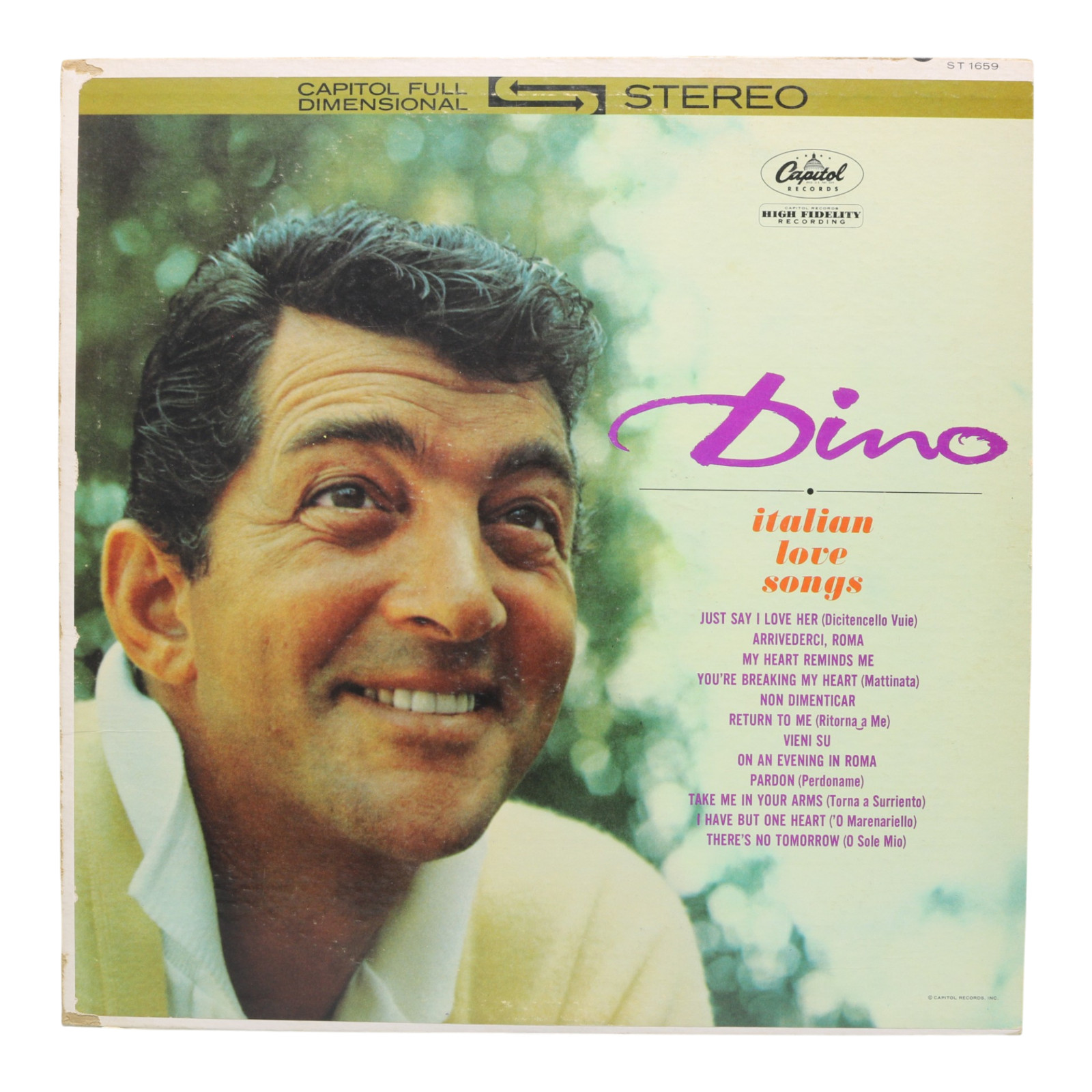 Dean Martin Dino Italian Love Songs LP Capitol ST-1659 Stereo Rainbow Label