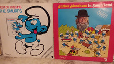 2 Vntg SMURF LP Record Albums - 1984 Father Abraham in Smurfland & Best Friends picture