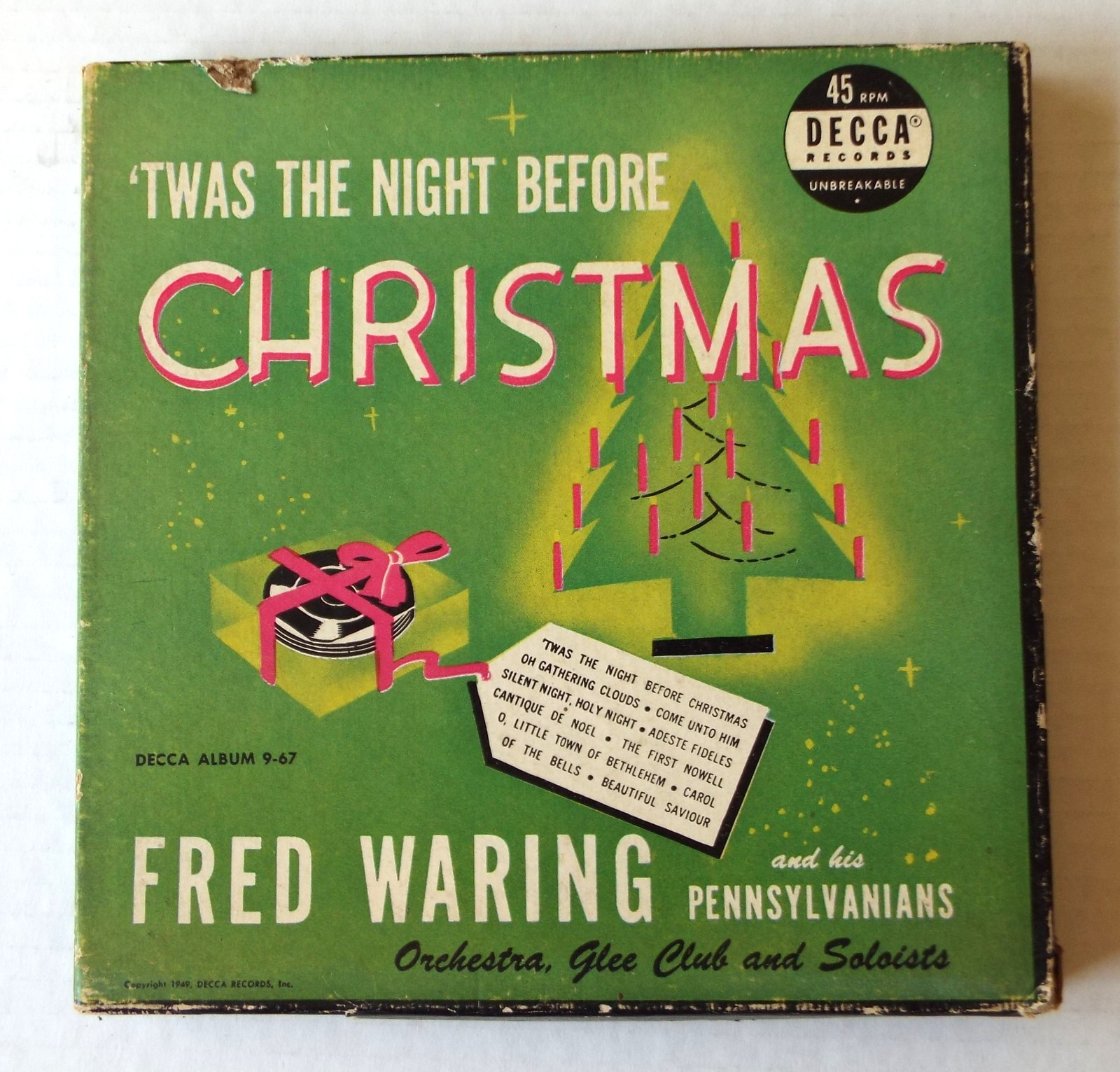 Fred Waring Twas The Night Before Christmas 4 Record Box Set 45 rpm 7\