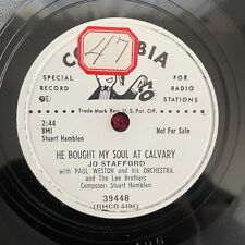 JO STAFFORD Columbia 39448 PROMO 78rpm He Bought My Soul at Calvary/Star of Hope picture