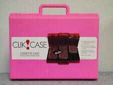 Vintage 1988 HOT PINK Plastic CLIK CASE 36 Audio Cassette STORAGE BOX/Briefcase picture