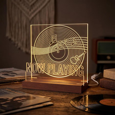 Acrylic Record Player Stand, Now Playing Wooden Vinyl Records Stand, Light picture