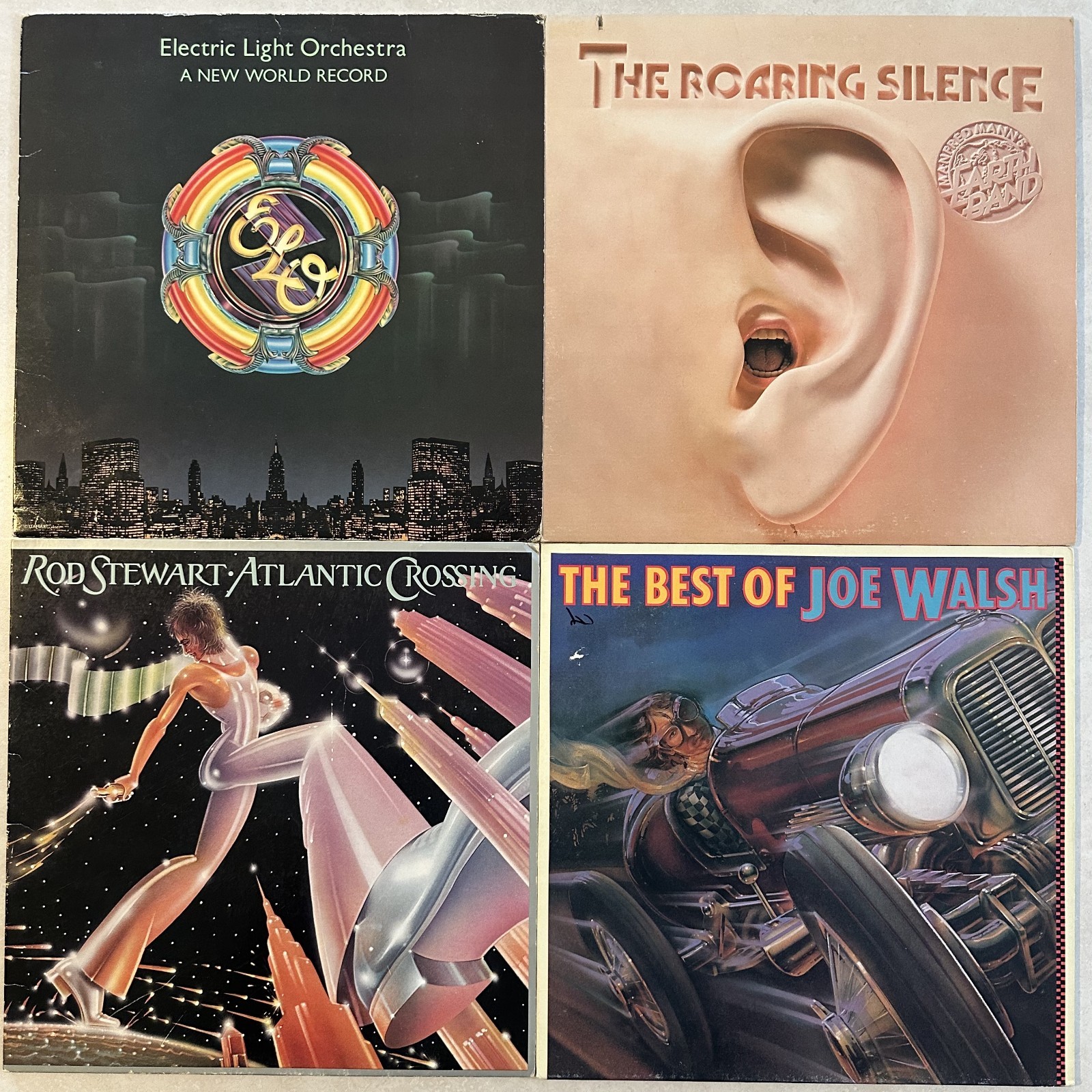 70s ROCK 4 vinyl LP lot - Electric Light Orchestra ELO - Rod Stewart - Joe Walsh