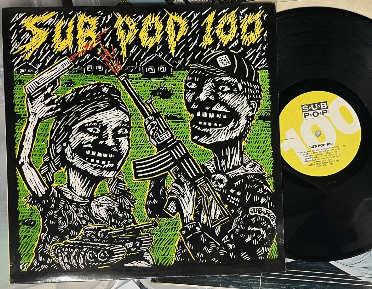 SUB POP 100 - ORIGINAL 1986 US COMPILATION LP vinyl sonic youth skinny puppy VG+