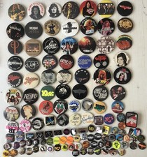 Vintage 1970s 80s Music Bands Pin Badges Job Lot Who Led Zeppelin Bowie Yes ELP picture