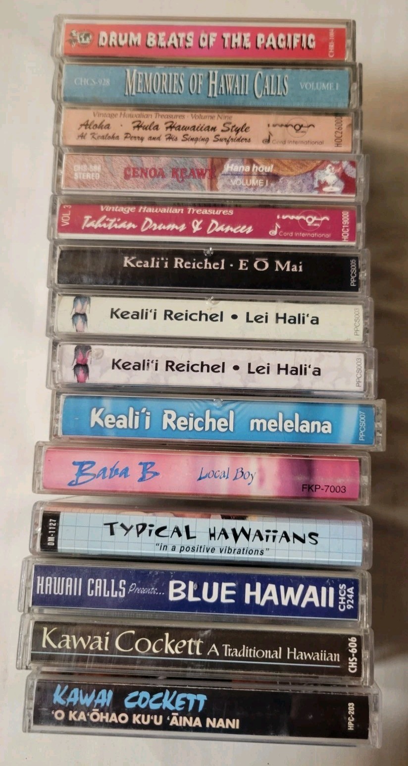 Lot Of 14 Vintage Hawaiian Music Cassette Tapes Reichel Baba B Cockett