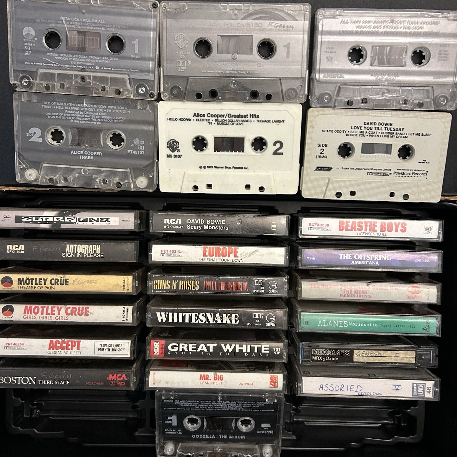 Lot of 25+ Vintage Cassette Tapes - Rock/Metal/Hair Metal Collection In Carrier