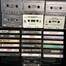 Lot of 25+ Vintage Cassette Tapes - Rock/Metal/Hair Metal Collection In Carrier picture