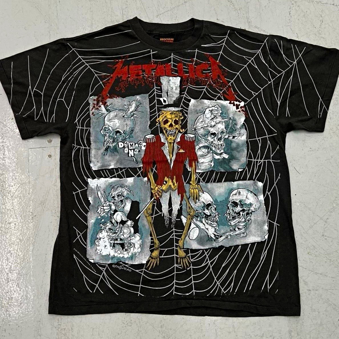 Vintage Metallica Brockum l Black All-Over Print Spiderweb Graphic T-Shirt