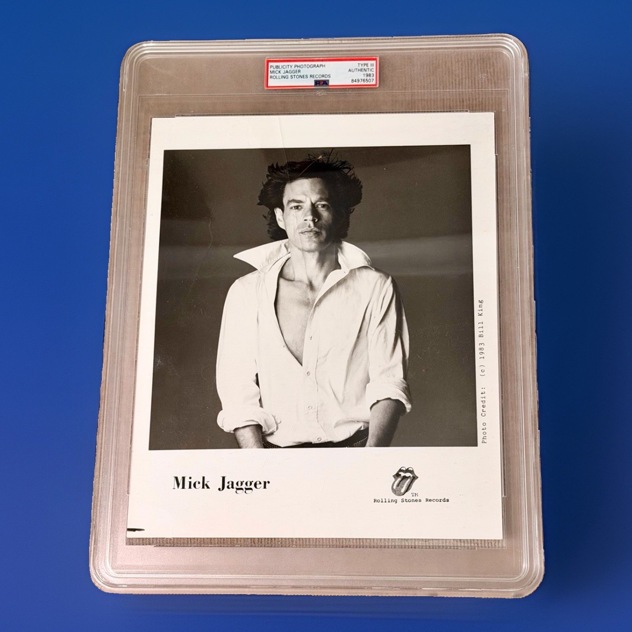 Mick Jagger The Rolling Stones 1983 Photograph PSA Type III 3 Photo Music Record
