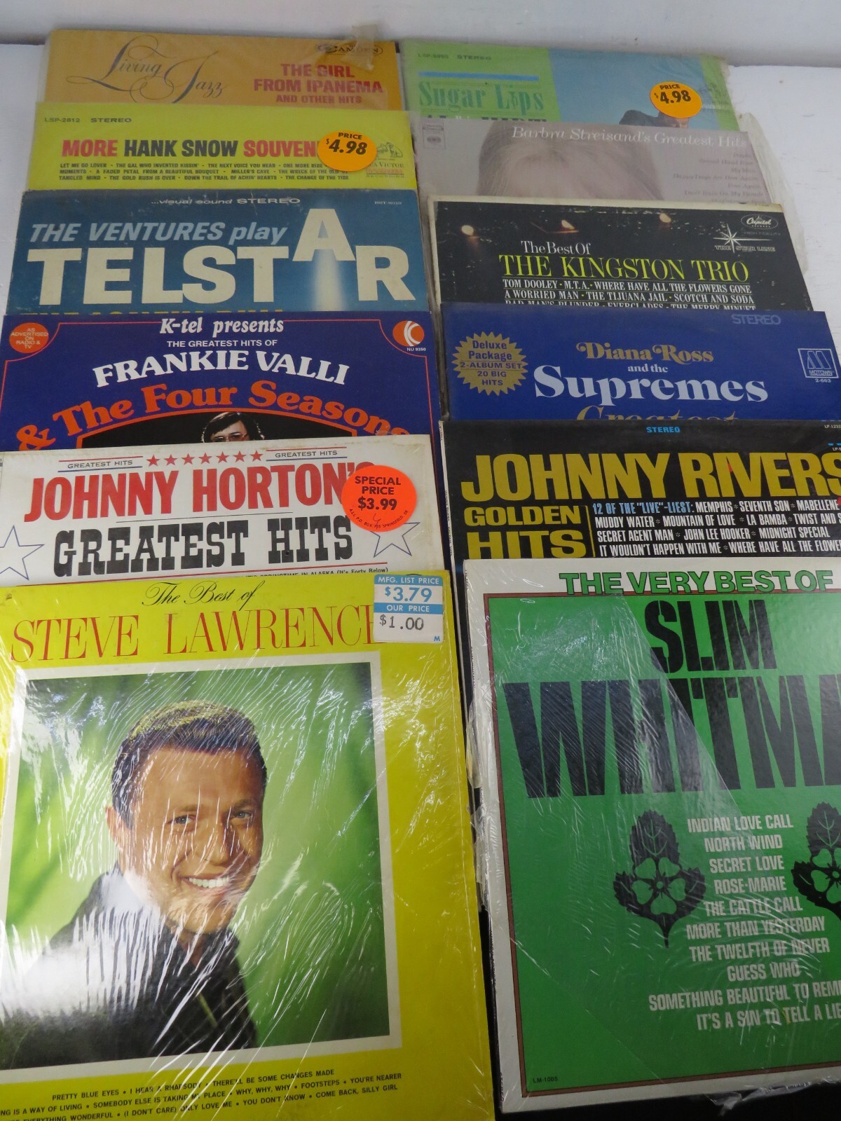Lot of 12 Vintage Vinyls Jazz  frankie valli supremes slim whitman streisand