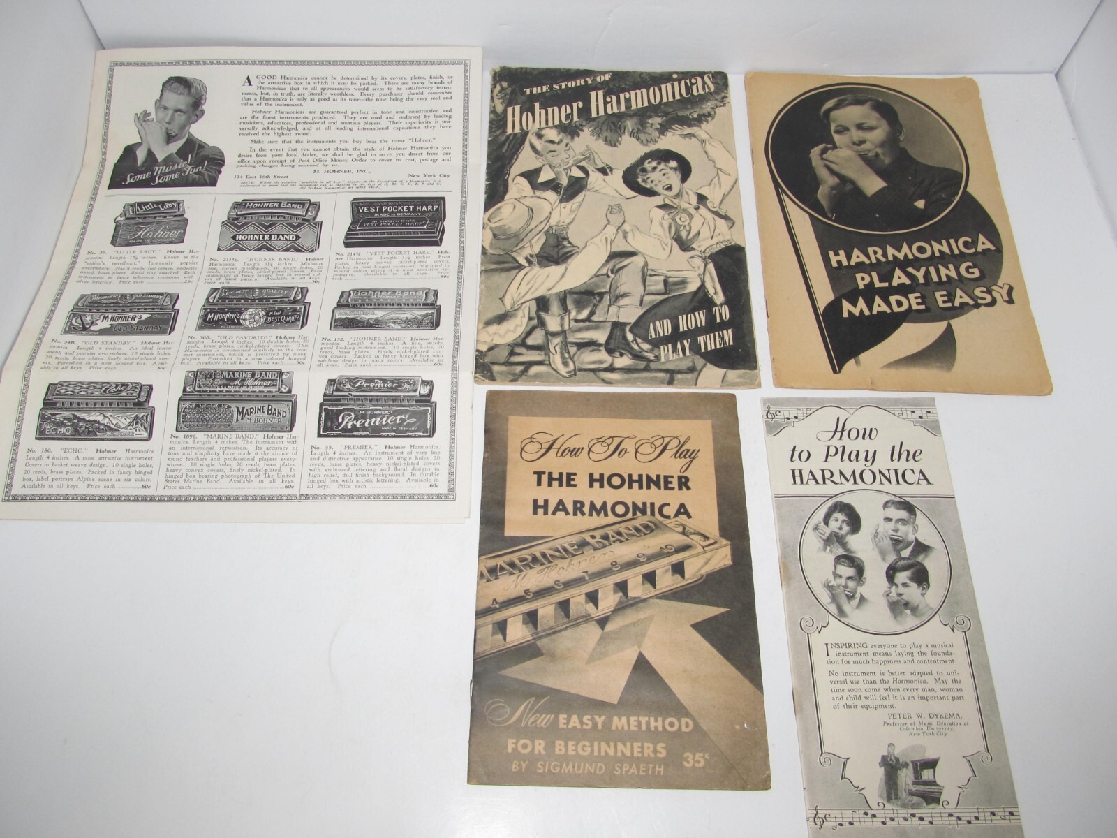 Vintage How To Play The Hohner Harmonica  instruction Books & Sales Brochure