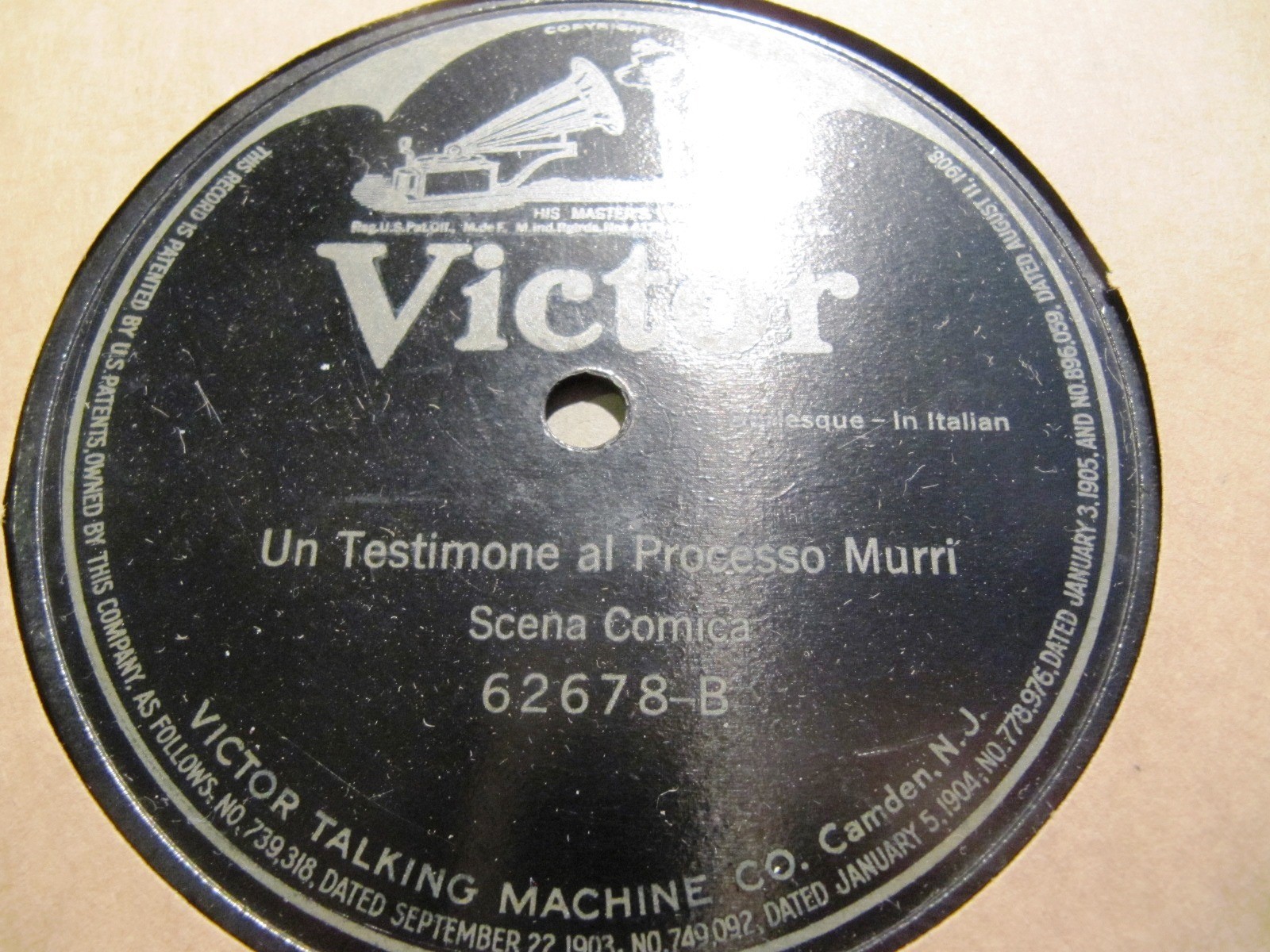 1904 ITALIAN Opera PARODY Miserere for the Dogs Trovatore da cani ZONOFONO 62678