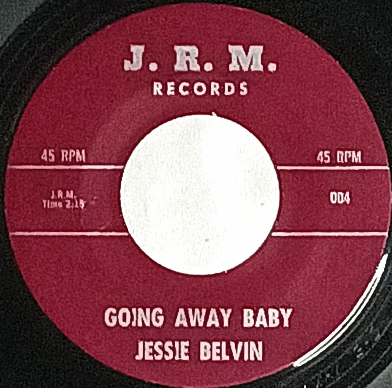 60s BLUES 45 HEAR Jessie Belvin GOING AWAY BABY 1966 J.R.M. VG