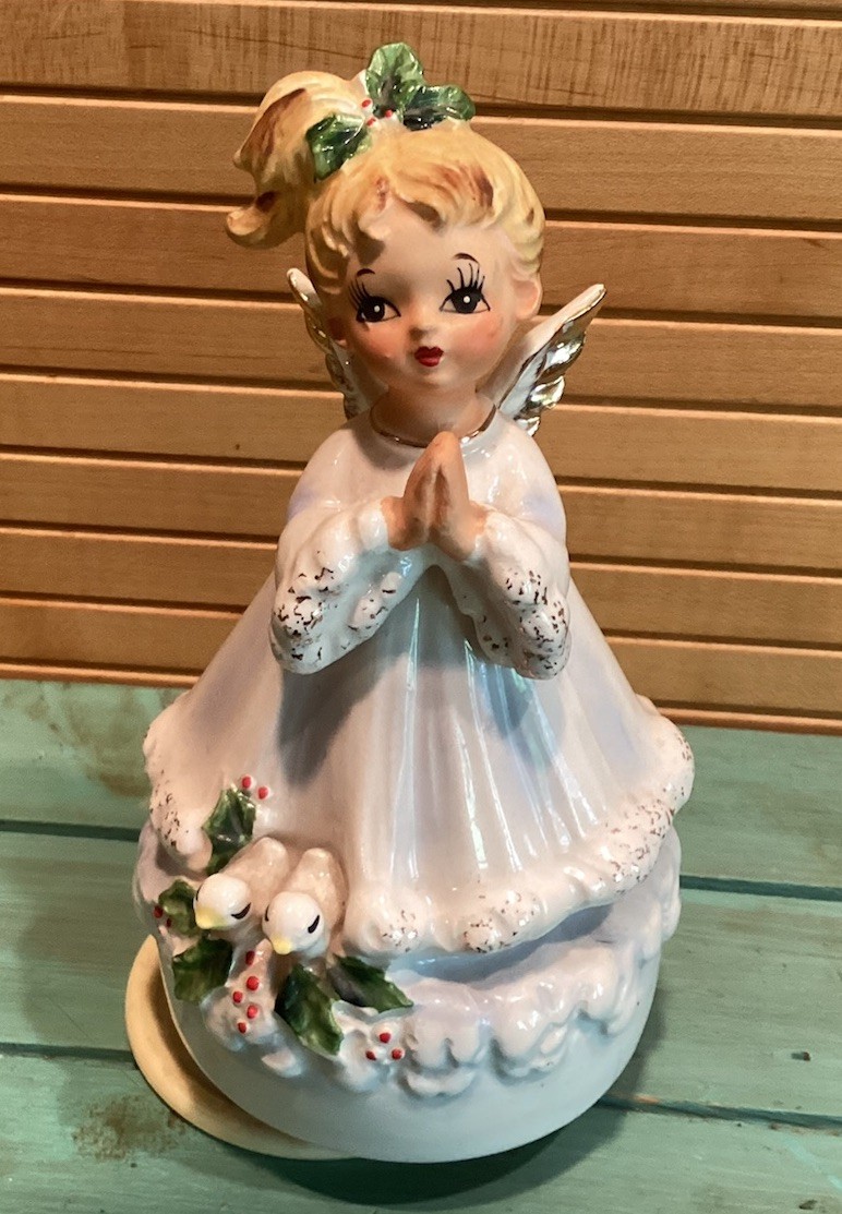 Vintage Josef Original Christmas Angel Rotating Music Box, Silent Night