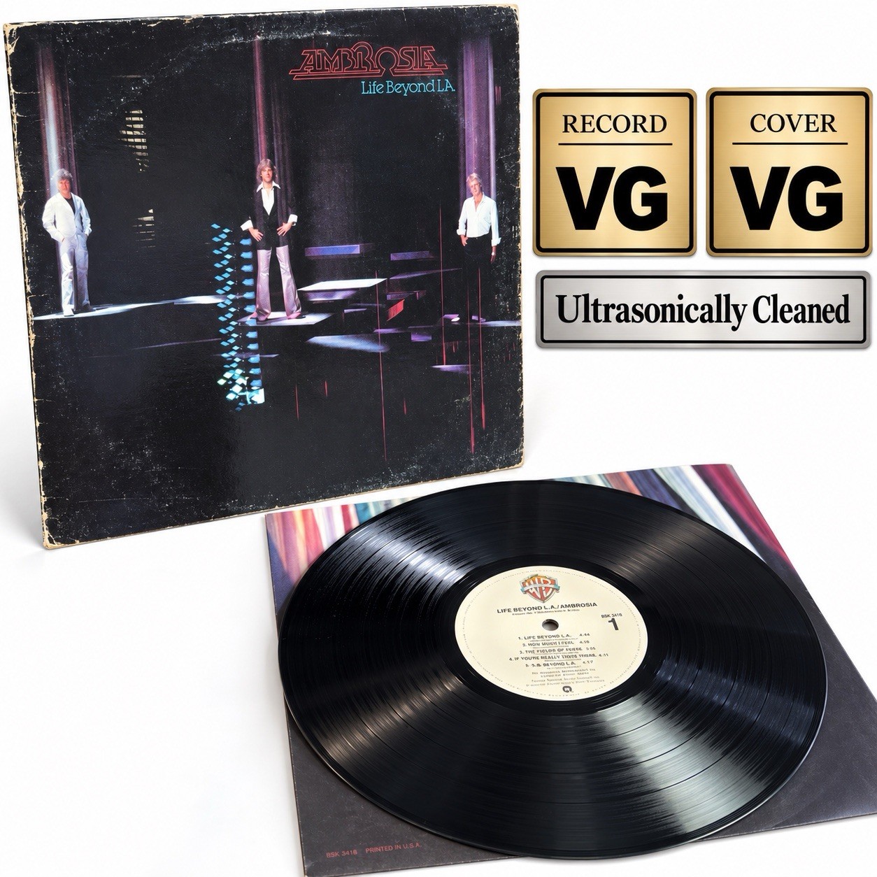 Ambrosia Life Beyond L.A. Vinyl Vintage LP VG/VG Ultrasonically Cleaned