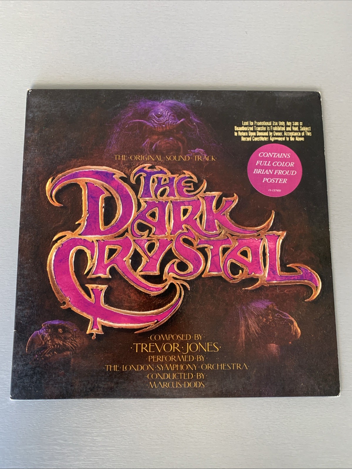 DARK CRYSTAL EMBOSSED COVER PROMO ORIGINAL SOUNDTRACK LP VINYL (No Poster)