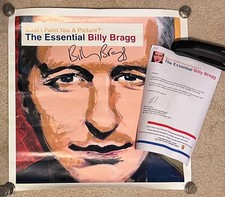 BILLY BRAGG Signed Limited Poster #44/170 + Official Record Promo Letter picture