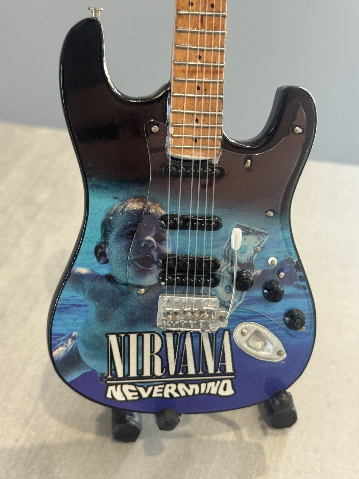 Nirvana miniature Guitar - 10 inches tall - includes stand - UK stock