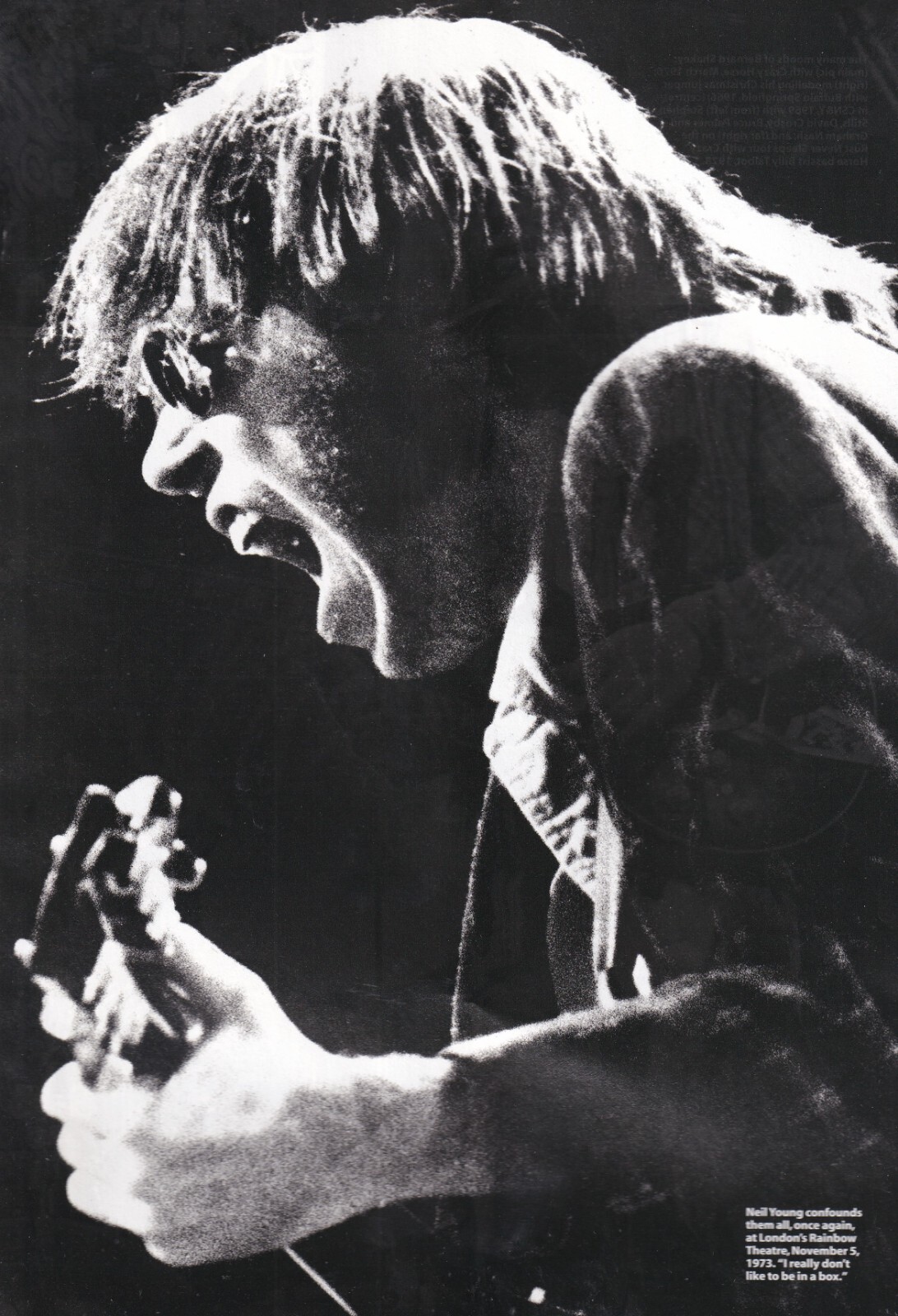 Neil Young, Rainbow Theatre, 1973 - Miniature Poster/Original Magazine Clipping