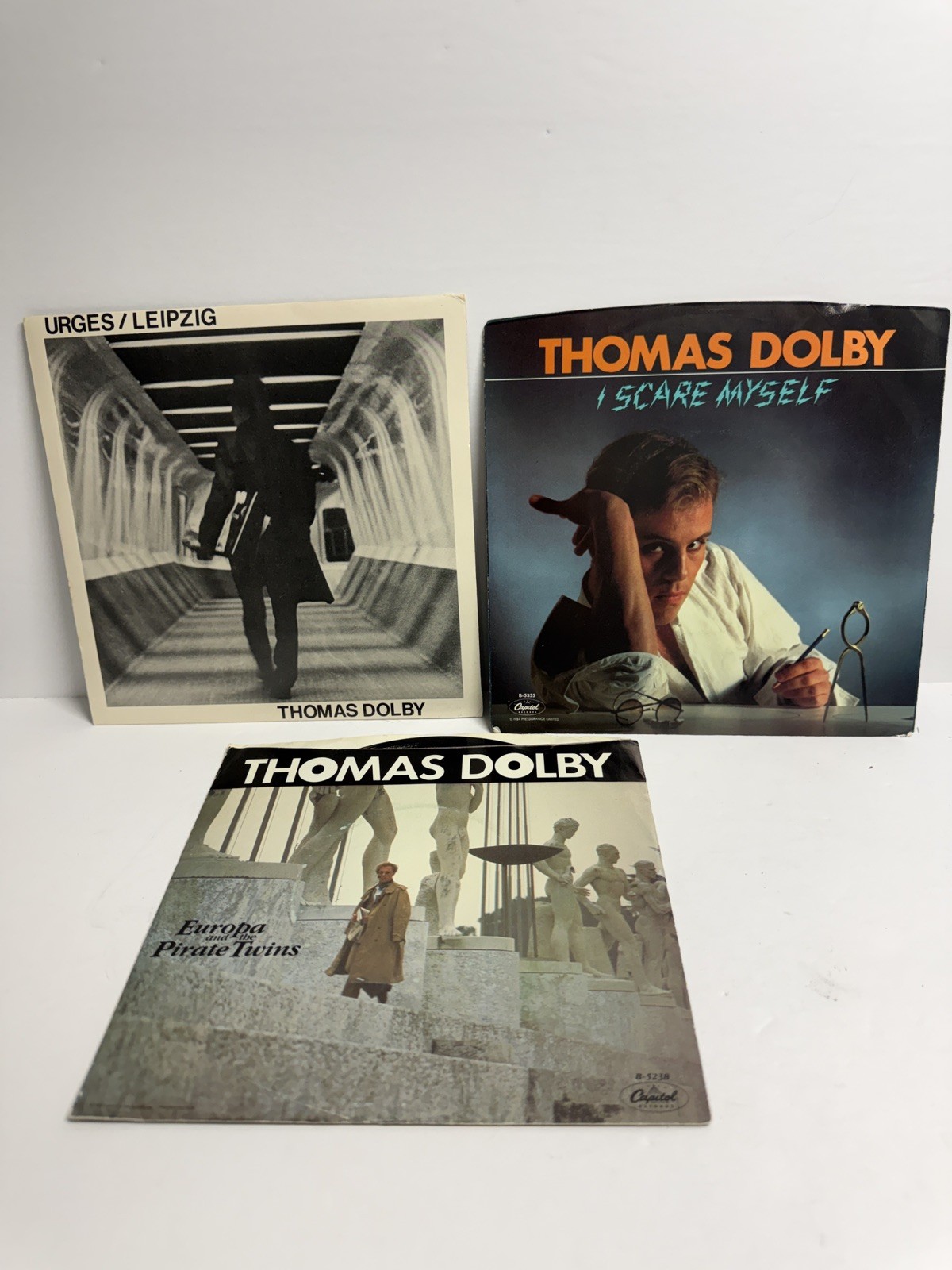 Lot of 3 Thomas Dolby Used Vinyl Record 7” 45 rpm Leipzig Europa I Scare Myself