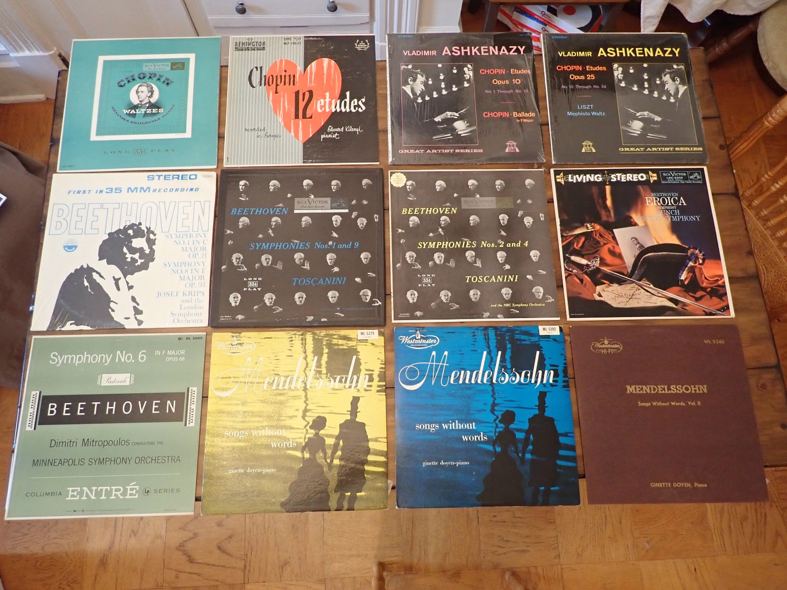 Lot of 13 Classical 1950s Hard to Find LP Vinyl Records Chopin Beethoven Mendel
