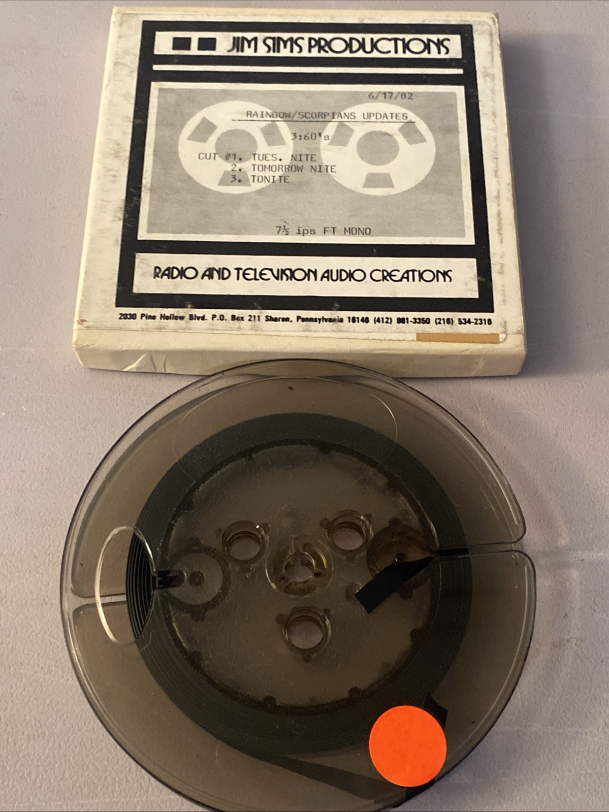 Vintage Rare Concert Rainbow Scorpions radio Advertisement Reel 2 Reel Tape 1982