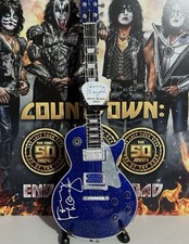KISS Tommy Thayer Autographed Miniature Electric Blue Handcrafted Guitar picture