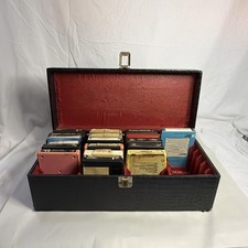 Lot 17 Vintage HR Tape - Holder Carry Case 24 Slots Red Faux Alligator Leather picture