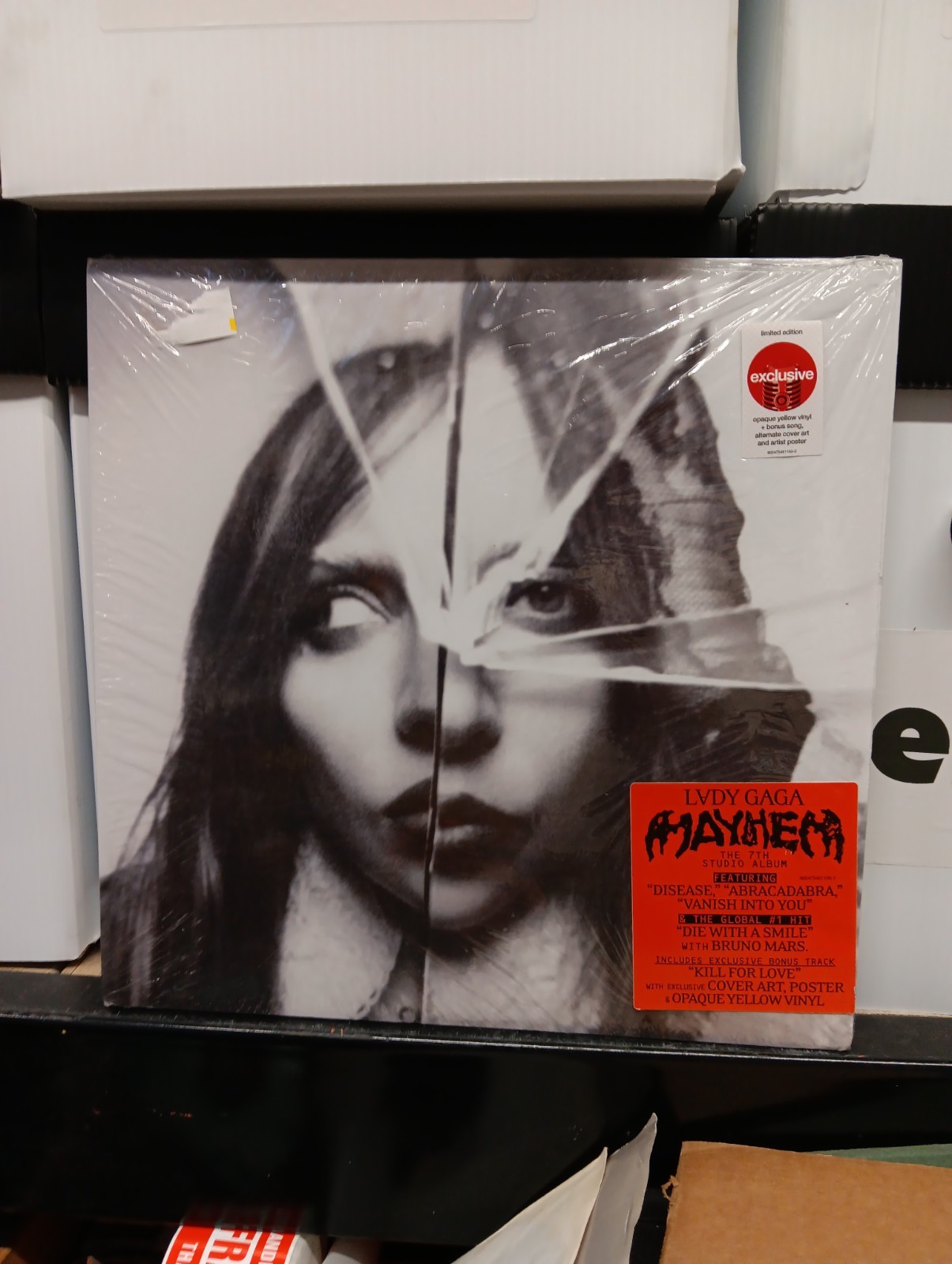 Lady Gaga Mayhem Vinyl LP Target Exclusive Yellow Record Bonus Track Poster NEW