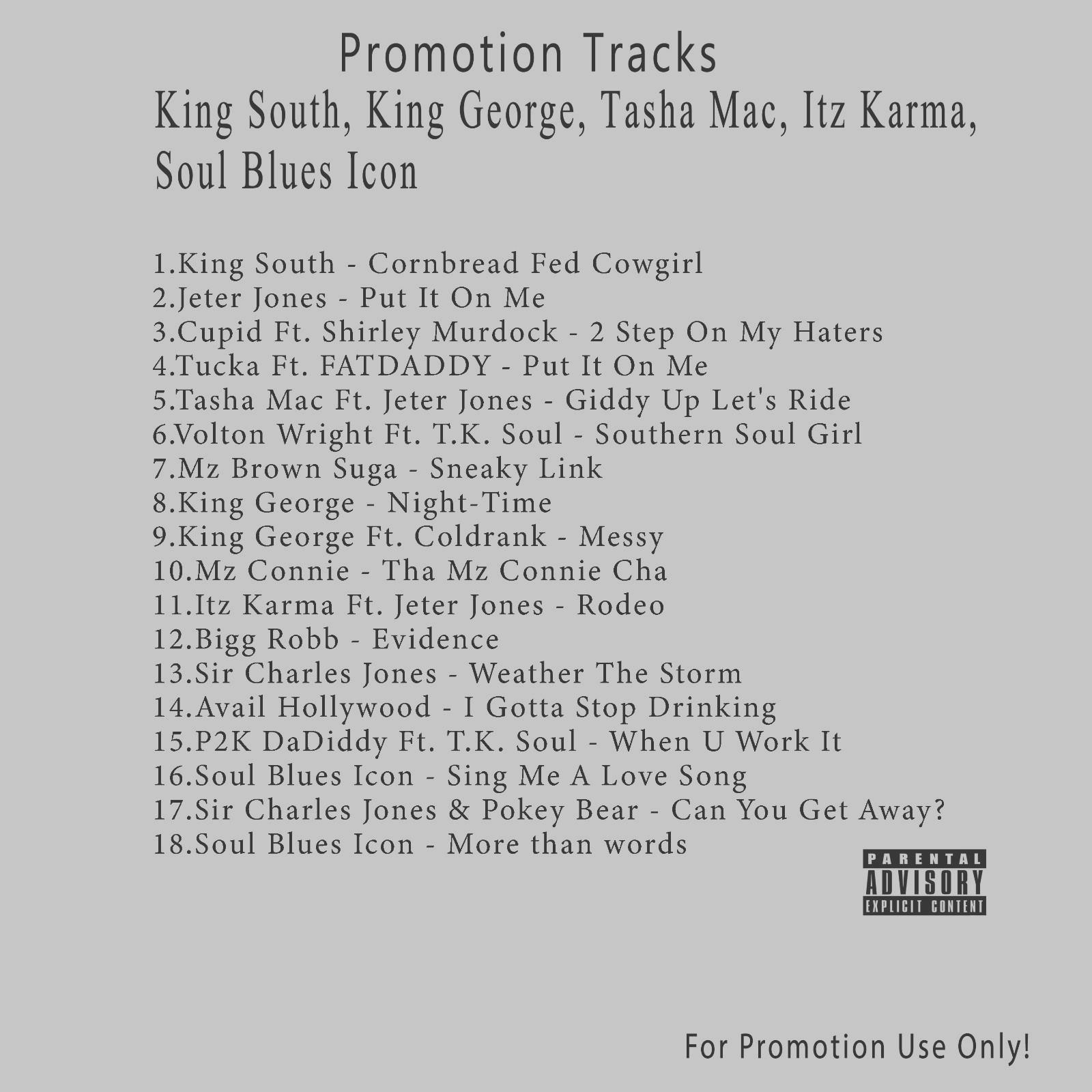 R&B/Soul.. White CD. King George, Tasha Mac, Itz Karma, Soul Blues Icon