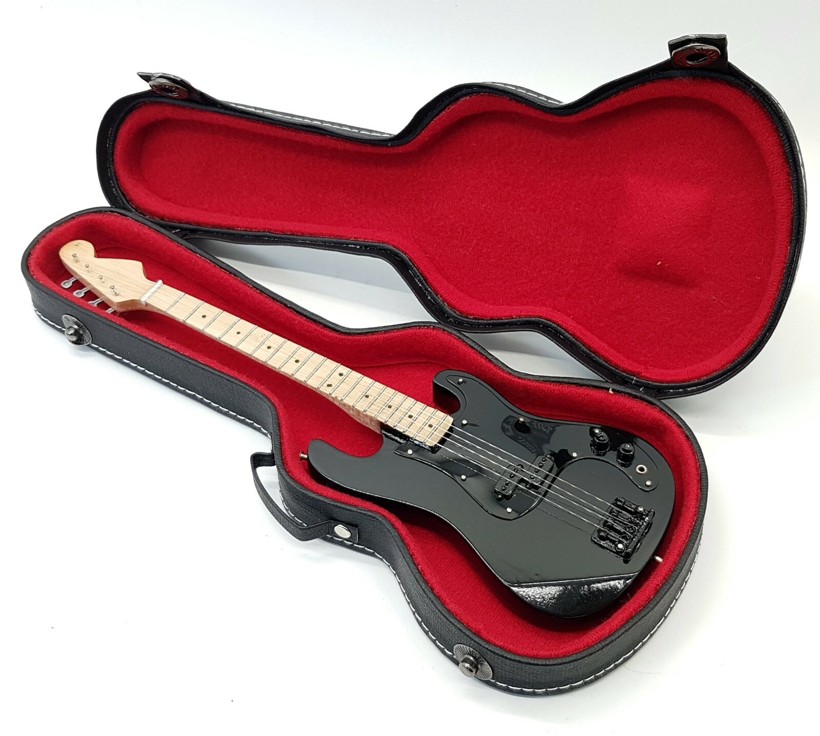 Mini Guitar Roger Waters black bass + hard case box model 1:4 miniature gadget